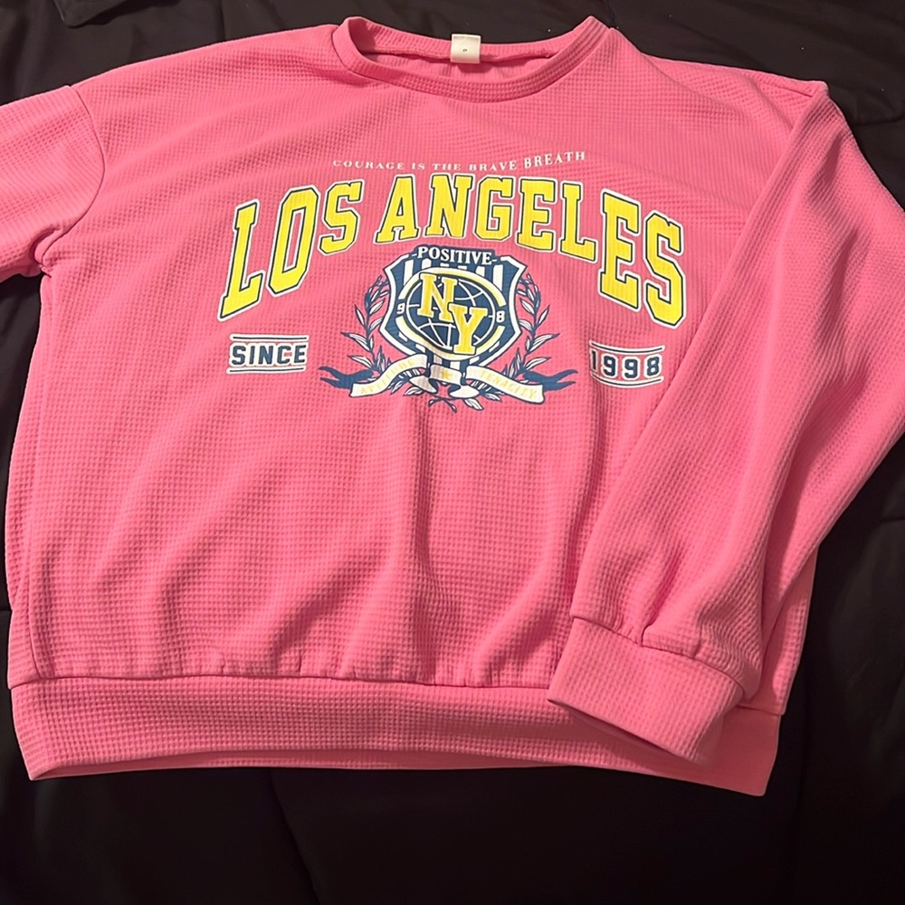 Pink and Neon Yellow Sweatshirt for Girls 11-12
